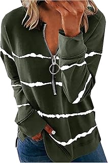 QI_LIANG Green Sweatshirt, Plus Size Tunic Women Long Sleeve Cozy Modern Spring Exercis Tunic Cotton Half Zip Fit Half Zip Print Shirt Ladies