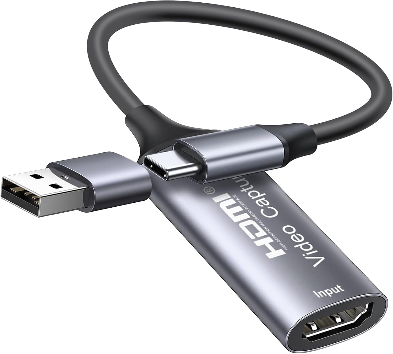 Video Capture Card, 4K HDMI to USB 3.0/Type C Capture Card, 1080P HD 60fps Live and Record Video Audio Grabber for Gaming, Streaming, Teaching, Video Conference, Windows, Mac OS System