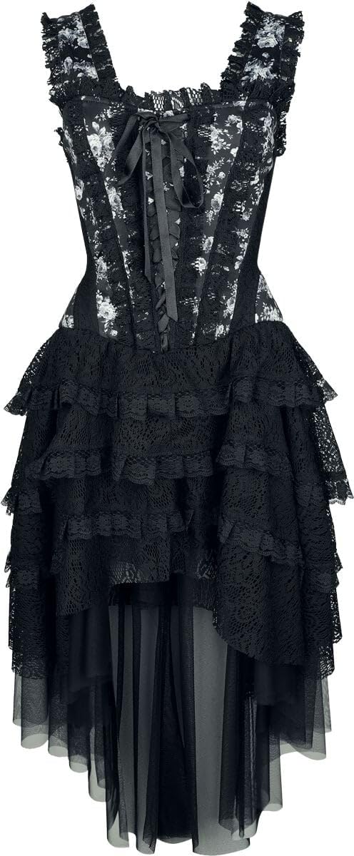 Gothicana by EMP Damen schwarzes Spitzenkleid im viktorianischen Gothic-Stil