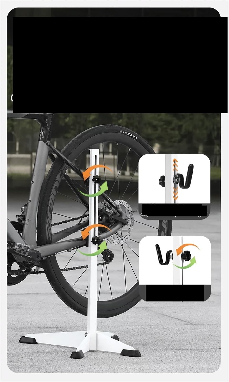 Portabiciclette Rastrelliera da parcheggio verticale triangolare | Espositore for rack di manutenzione for ceppo d'albero pieghevole for bici da strada telescopica for mountain bike