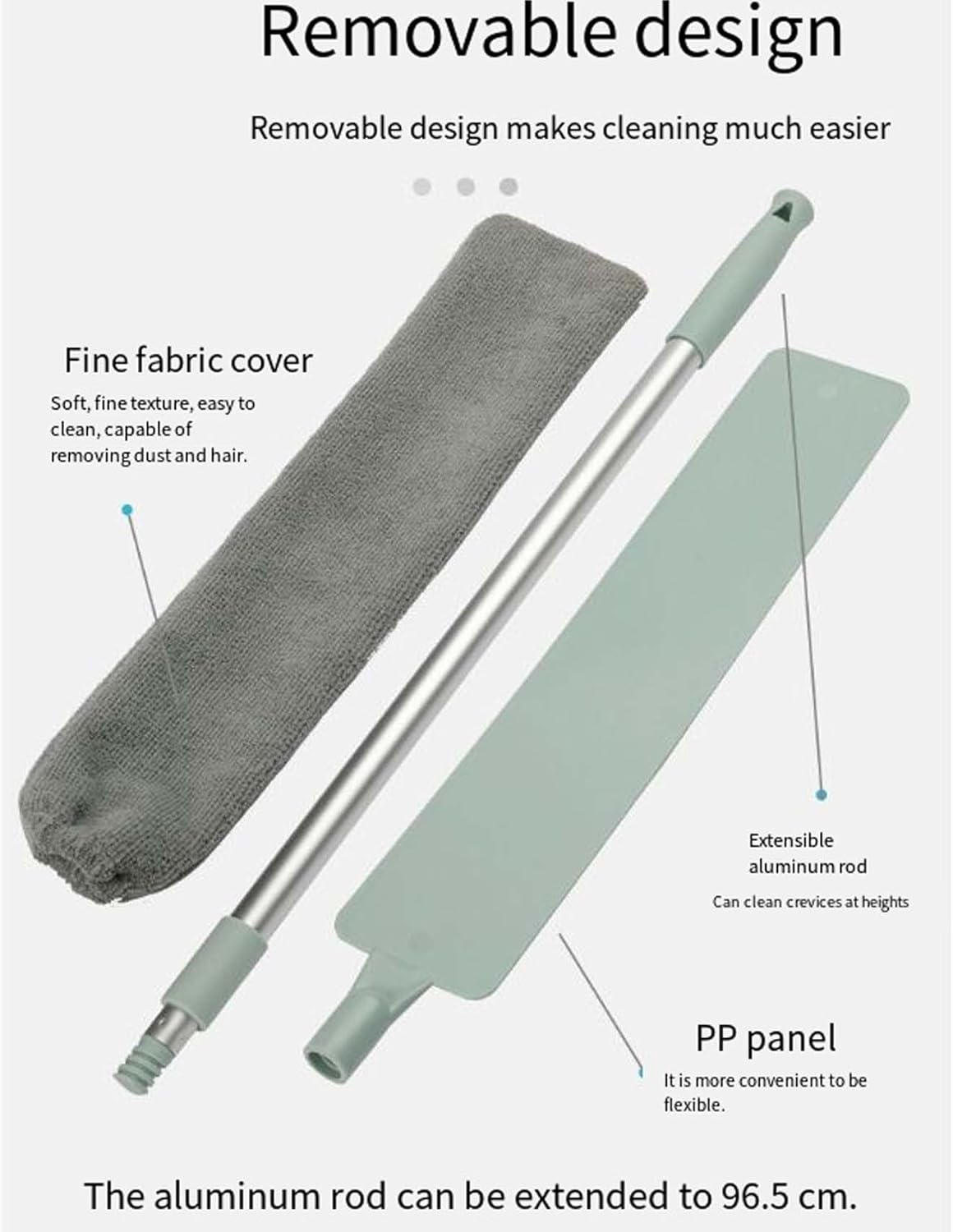 2026 New Retractable Gap Dust Cleaning Artifact with 3 Microfiber Dusting Cloths,Extendable Duster Cleaning Tool,Reusable Washable Dusting Wand for Home,Ceiling,Blinds,Furniture(2PCS)