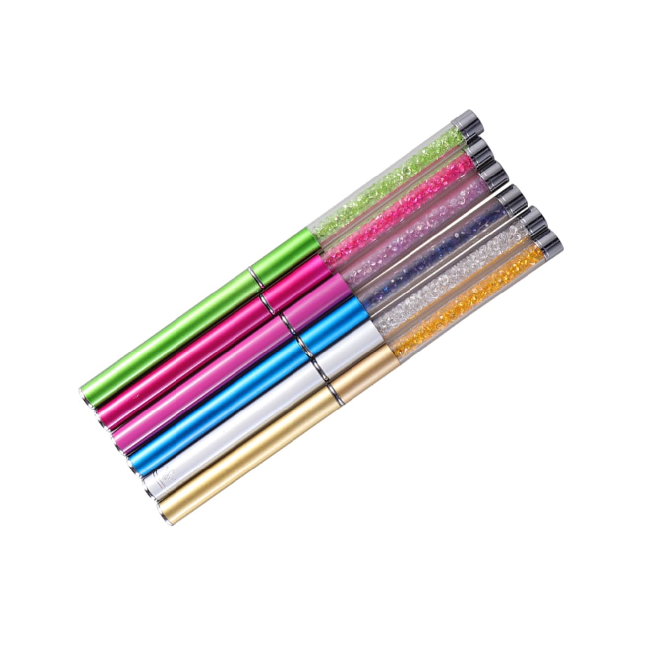 NIYANGLE 6pcs Women Eyelash Brush with Rhinestone Rod Portable Mascara Applicator for Eyelash Extensions Makeup Includes White Rose Red Golden Purple Dark Blue