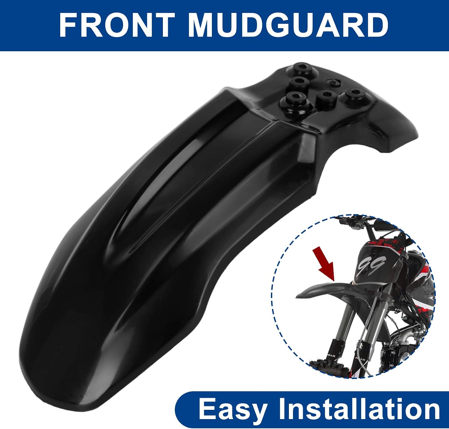 PSLER Front Body Guard Protector Fit for Tutti Soleil 01 & CRF50 Style 125CC Pit Bike, Impact Resistant PP Plastic Front Wheel Cowl Shield, Off-Road Dirt Bike Chassis Bodywork Armor Accessories, Black