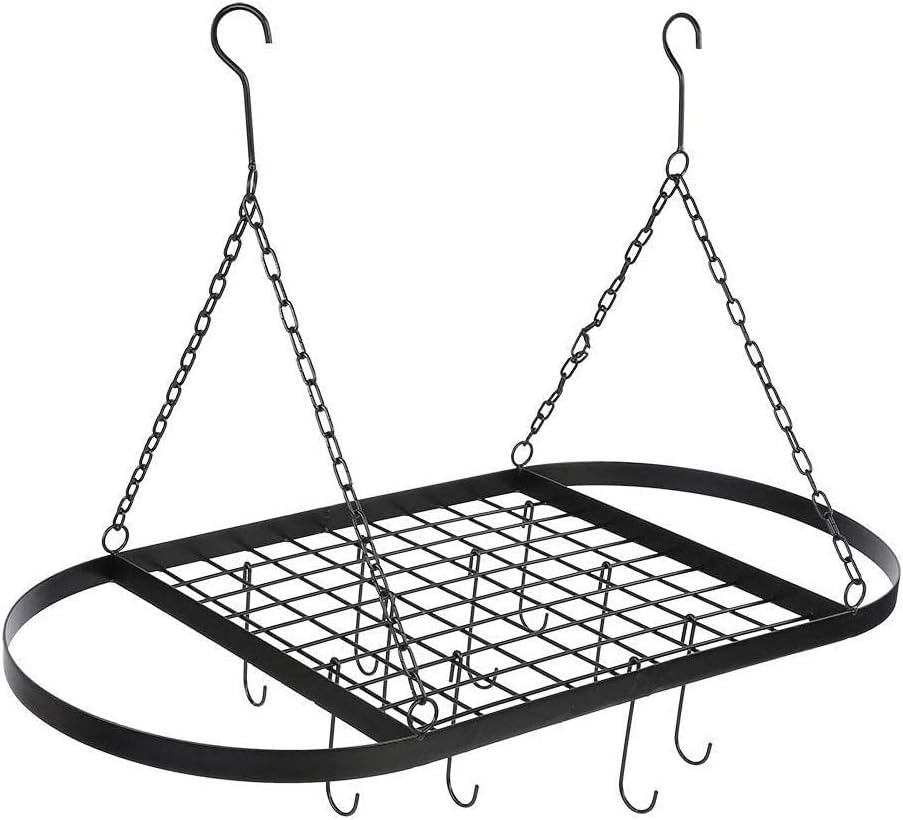 Lfhelper Oval Wrought Iron Pot & Pan Racks for Kitchen, Hanging Pot