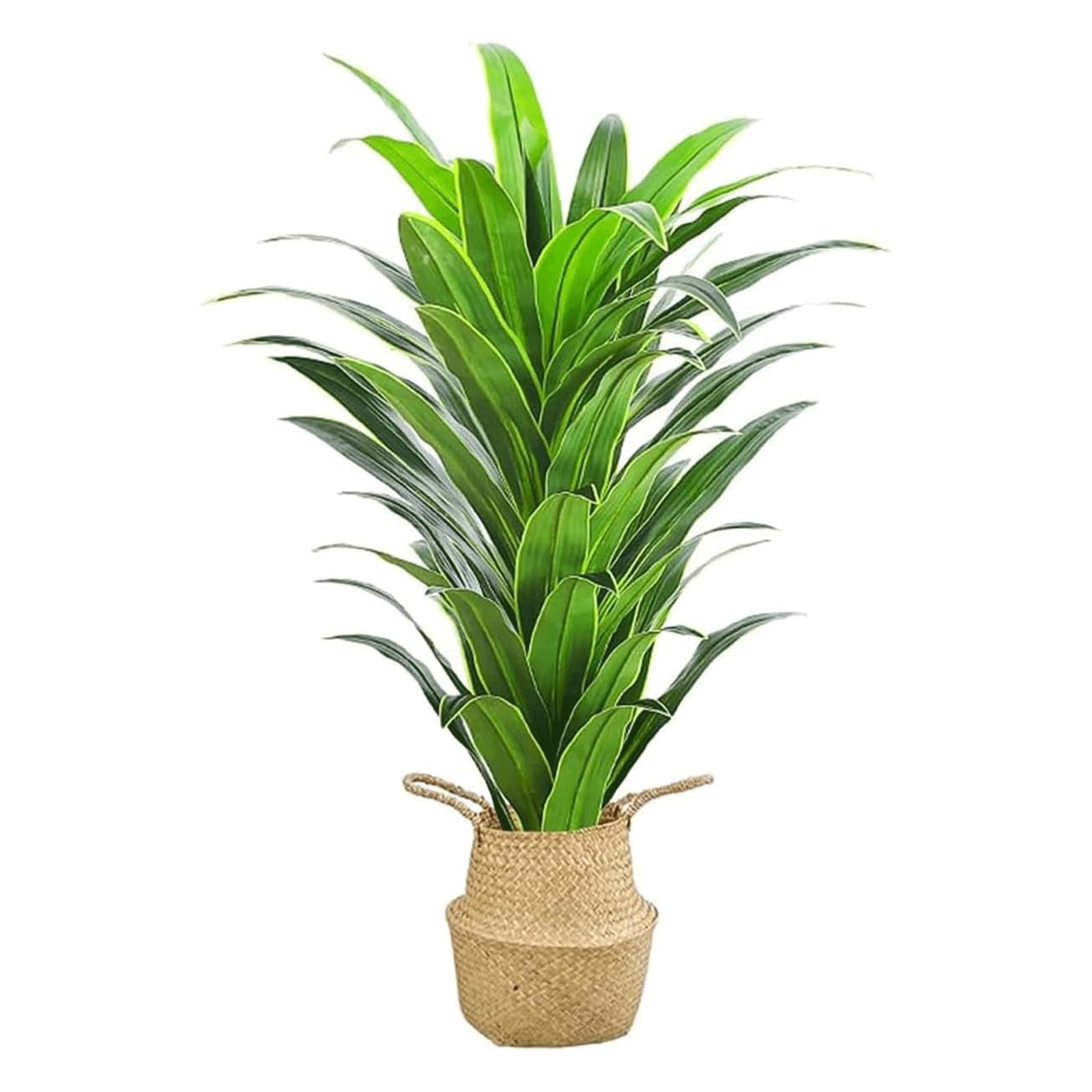 HCZKIUJY Large Artificial Tree 4.5ft Artificial Plant with Woven Seagrass Belly Basket Faux Tree Indoor Outdoor Decoration Fake Plant