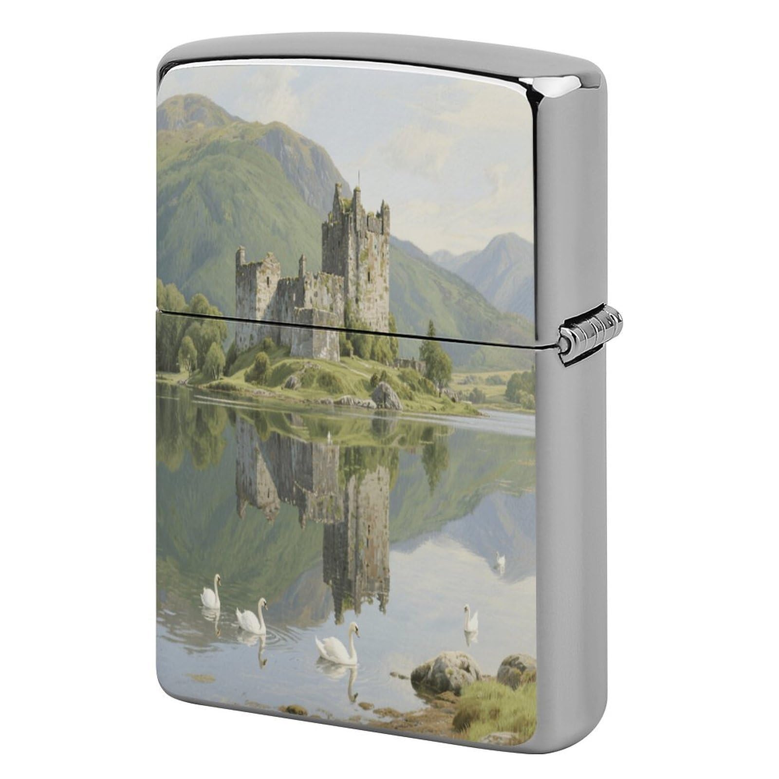 Fekiloot Style Highland Lakes And Castles Lighter Case Cover Metal Lighter Case