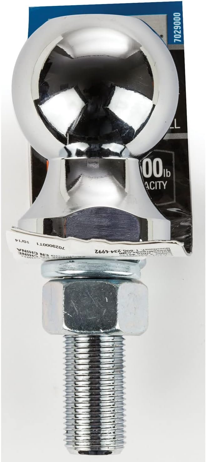 Reese 7029000 Trailer Hitch Ball, 2 in. Diameter, 3,500 lbs. Capacity, 3/4 in. Shank Dia, 2-3/8 in. Shank Length, Chrome