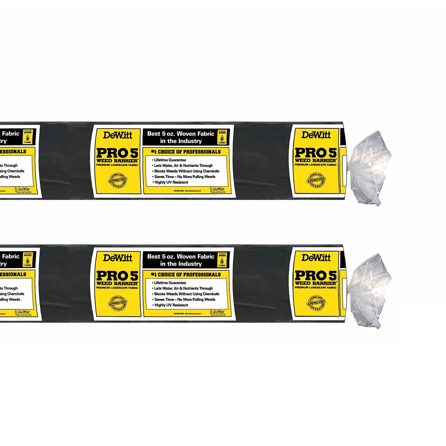 Dewitt Pro-5 Heavy-Duty Weed Barrier Fabric, 5 oz, 5 x 250 Feet, 2-Pack