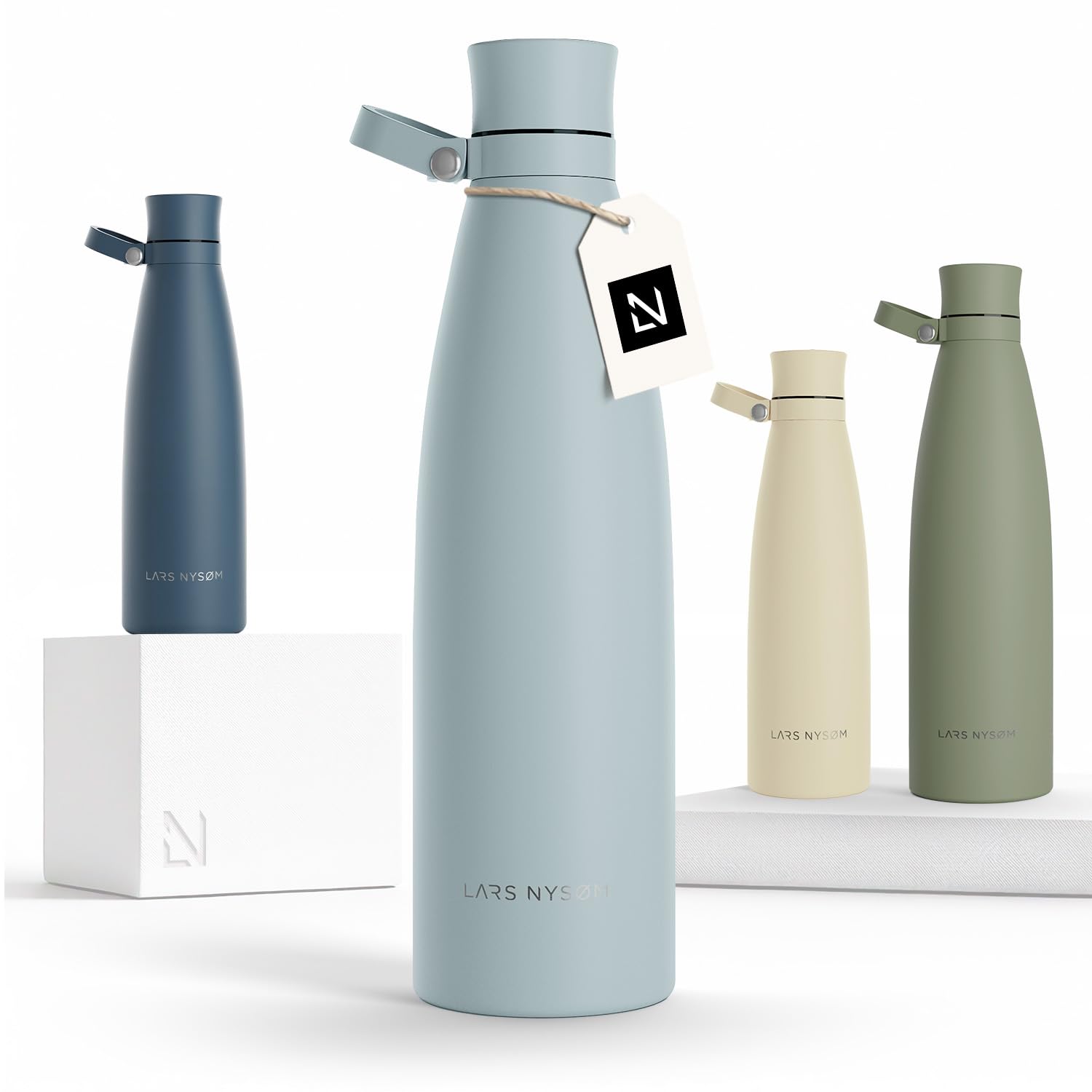 Lars Nysøm Sky Blue Stainless Steel Insulated Water Bottle 750Ml, 1L | Insulated Thermo Flask For Hot And Cold Beverages | Leakproof Drinking Bottle (, 1000Ml)