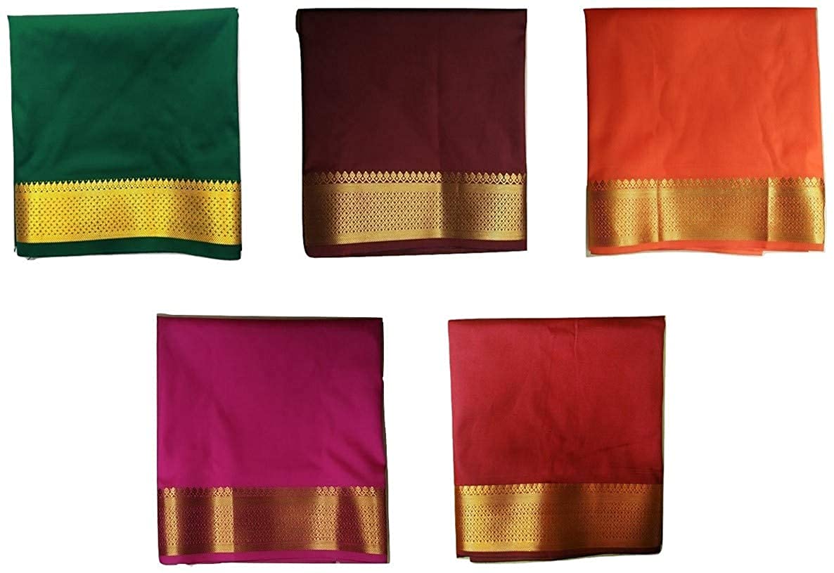 Silk-Cotton Blouse Piece Material 1 Meter for Women, Unstitched, Combo of 5 - Navratri, Durga Puja, Oti Bharan, Ugadi Special