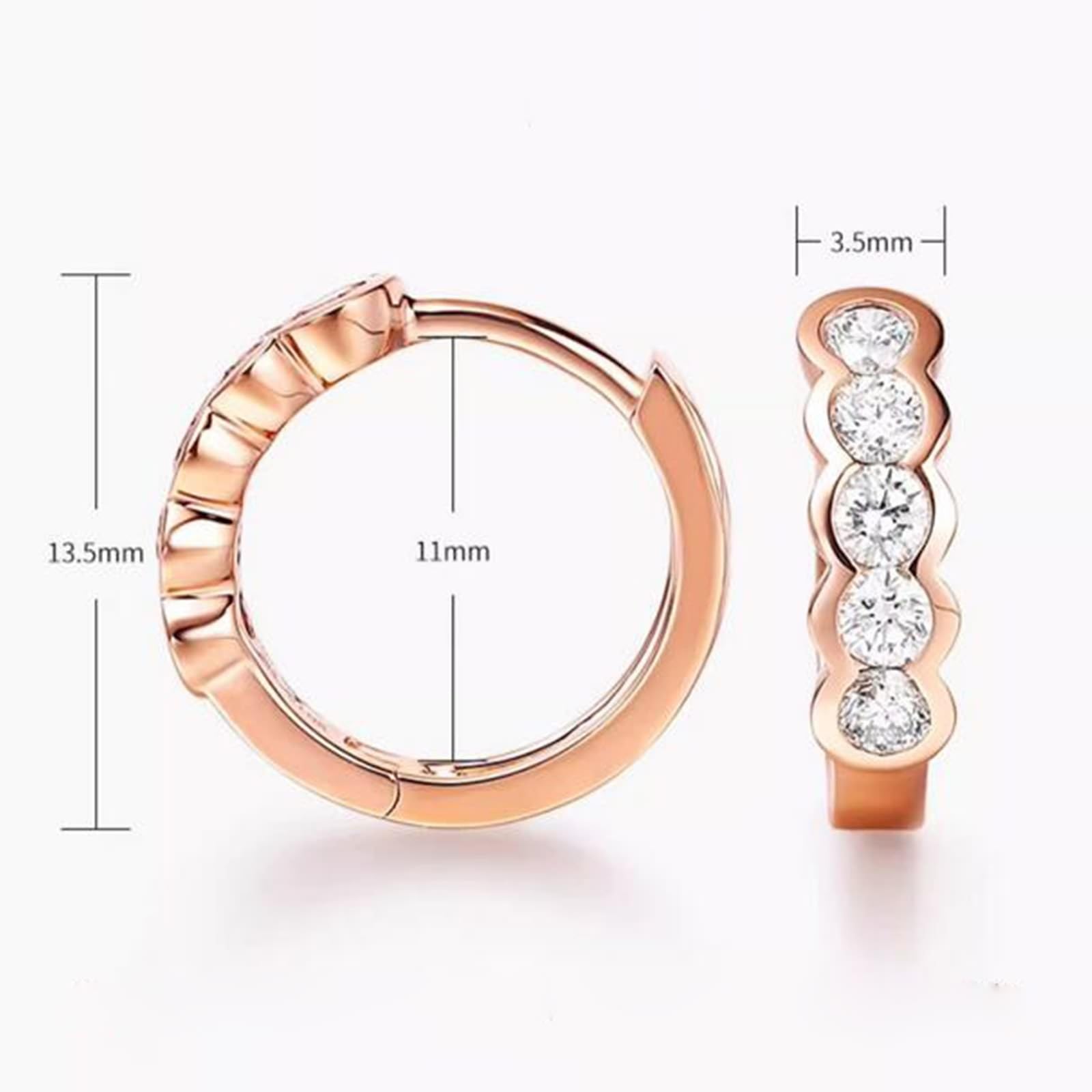 Epinki Prawdziwe złoto biżuteria Creole Hoop 9K/14K/18K czerwone złoto, klasyczne kolczyki vintage z laboratorium diamentowe okrągłe szlify, kolczyki wiszące złoto 750/585/375,