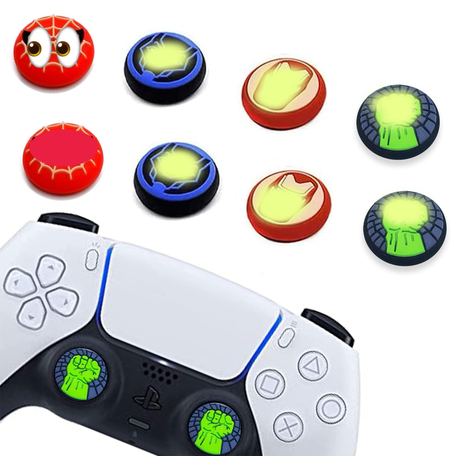 Controller Thumb Grips 8PCS Analog Printing Joystick Cap Non-Slip Silicone Handle Protection Cover for PS Xbox Series X