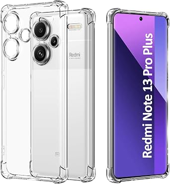 USTIYA Case for Redmi Note 13 Pro + Pro Plus 5G Clear TPU Four Corners Military-Grade Protection Cover Transparent Soft Funda