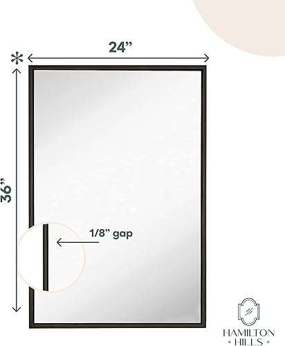 Miniatura 10 de Hamilton Hills Espejo con marco dorado de 30 x 40 pulgadas, grandes espejos rectangulares de baño para pared, panel de vidrio flotante con borde,