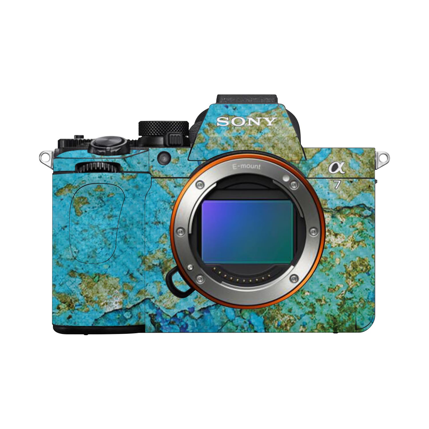 Carbon Fiber Camera Skin Compatible with Sony Alpha A7 Mark V (2025) - Teal Marble - Premium 3M Vinyl Protective Wrap Decal Cover - Easy to Apply | Crafted in the USA by MightySkins