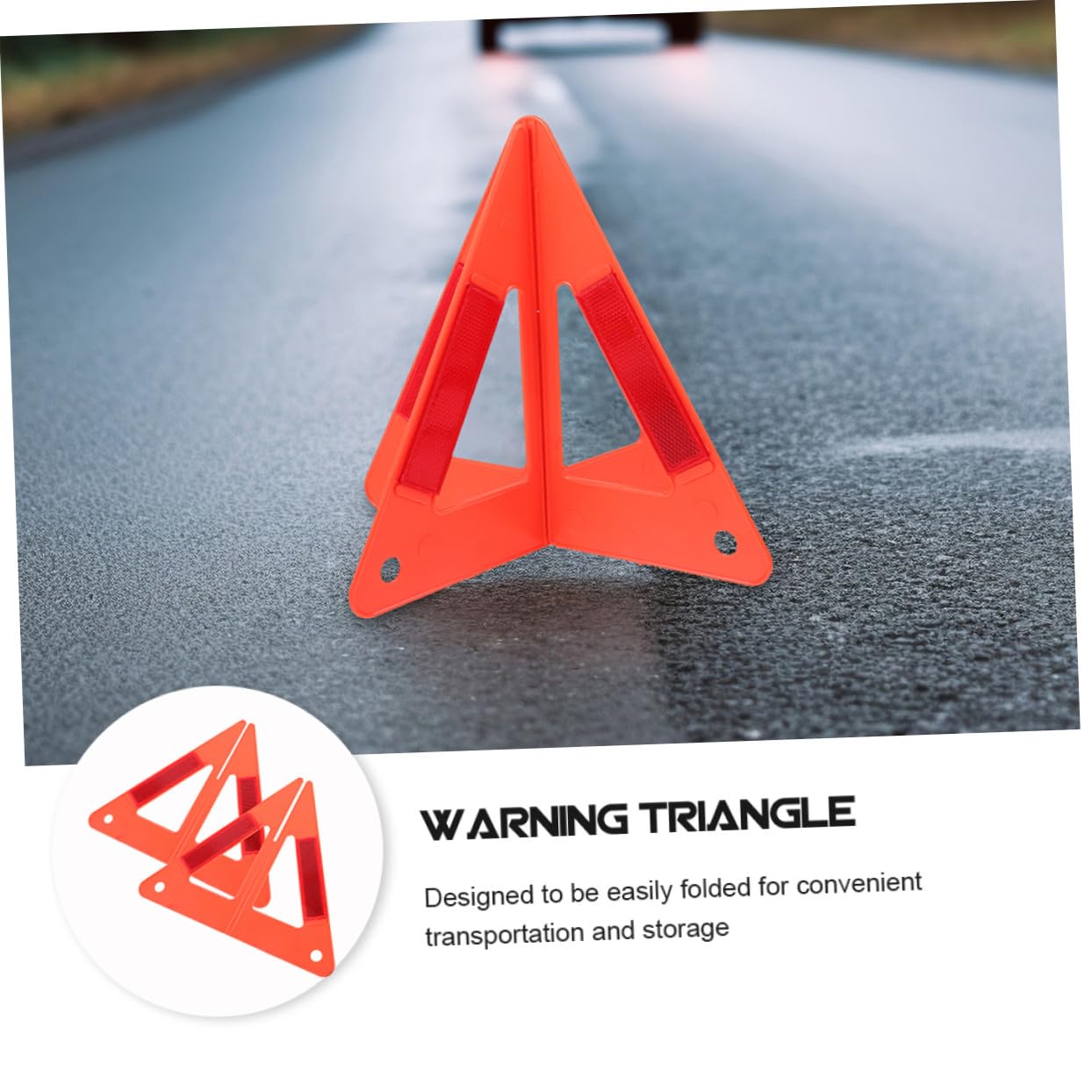 Triangolo di Segnalazione Rosso Pieghevole 3 Pezzi Plastico | Veicoli in Sosta, Struttura Stabile Superficie Riflettente, Formato a Triangolo