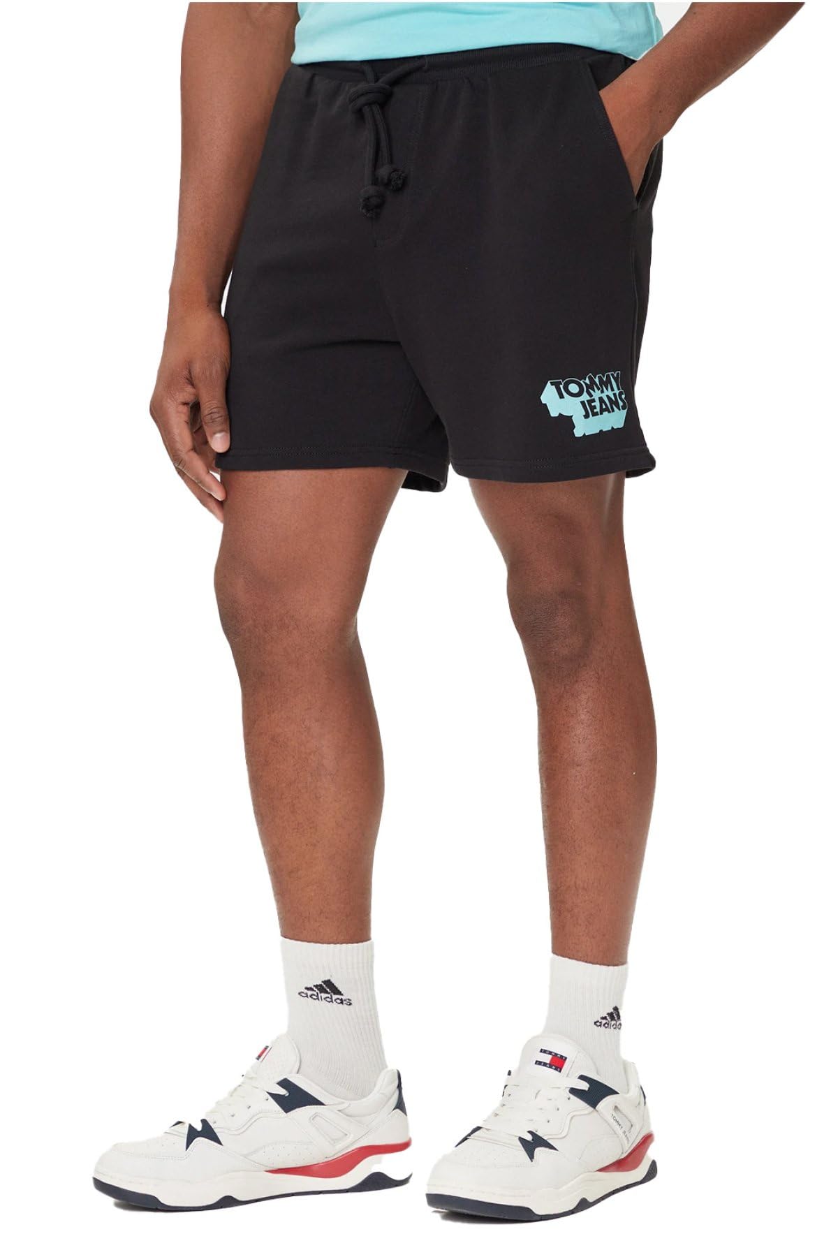 Tommy Jeans Pantalón de chándal Corto Hombre Stack Logo con cordón en la Cintura