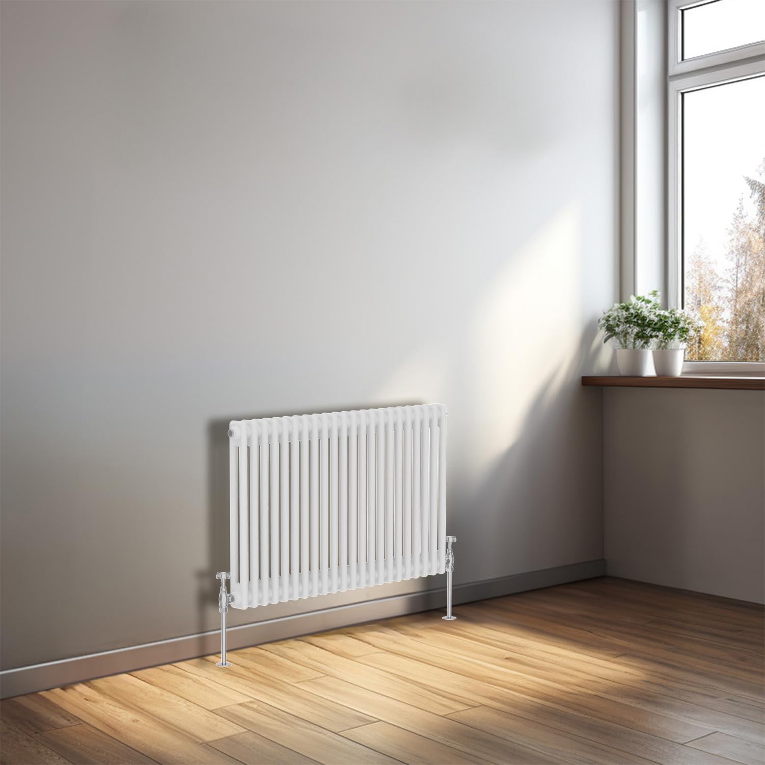 NRG 600x1010 Cast Iron Horizontal Radiator Gloss White 2 Column Central Heating Rads