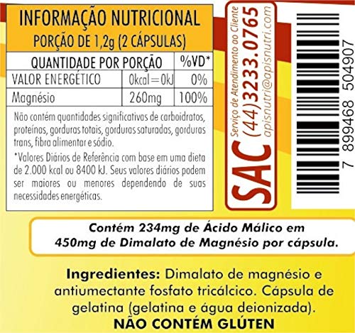 Kit 4 Magnésio Dimalato Apisnutri 60 Capsulas
