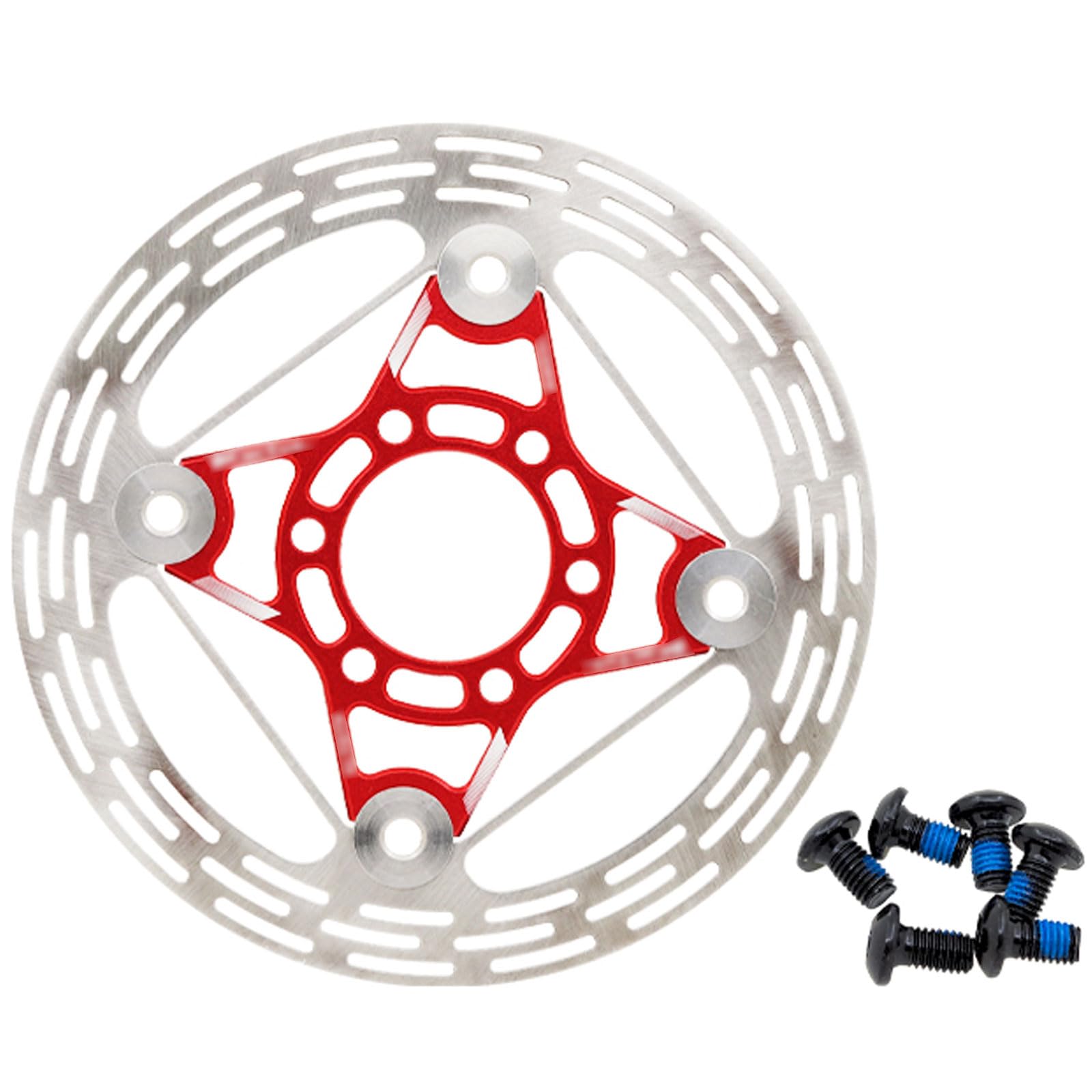 Rotore del freno a disco for bici da 140 mm in acciaio inossidabile con bulloni for bici da strada e montagna, 1 pcs(Red)