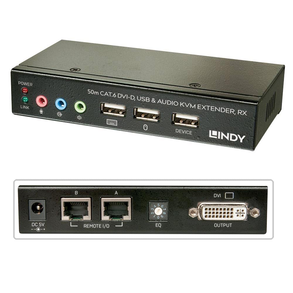 Lindy 39377 - Extender KVM Cat.6 Classic DVI USB Audio, 50m
