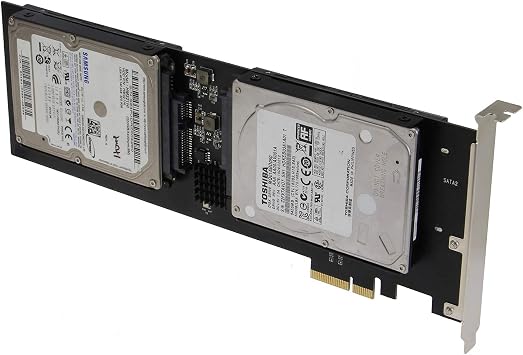 SEDNA - PCIe 4X - Quad 2.5 Inch SATA SSD RAID Controller Card (RAID 0/1/10) Marvell HyperDuo Technology (with Built in Power Circuit, no Need SATA Power Connector) (SSD/HDD not Included)