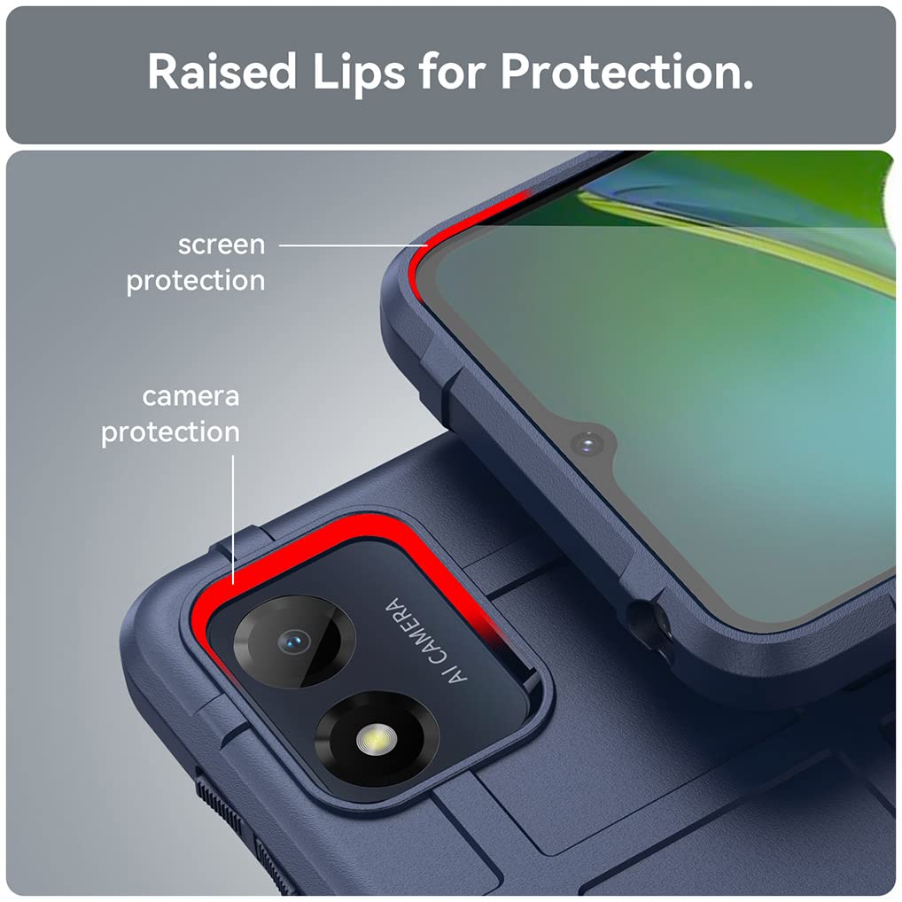 SEAHAI Cover Militare Per Motorola Moto E13: Custodia Antiurto Blu Con Fodera In Microfibra
