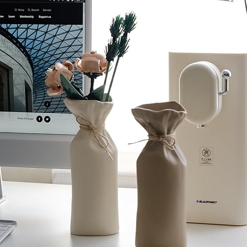 Miniatura 2 de Floreros decorativos con cuerda de cáñamo, jarrón rústico de granja (Coconut Café)