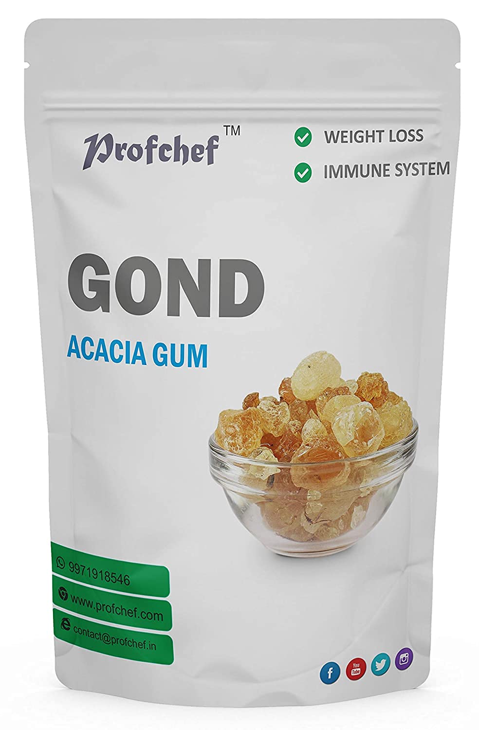 Profchef Acacia Gum (Gondh Babool/Kikar) - 1kg