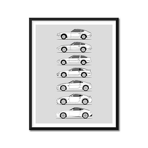 Handmade Poster compatible with Nissan Z Car Generations Print Wall