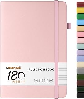 Smarpau A5 Journal Notebook, 180 Pages Hardback Lined Notebook, Thick Le...