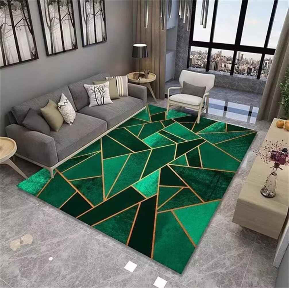 Tapis doux vert 100x160cm résistant à l'usure et facile d'entretien