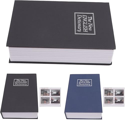 Miniatura 4 de Huchas, caja de ahorro de dinero, forma de libro con cerradura codificada, pequeño libro de diversión negro oculto seguro para tienda monedas,