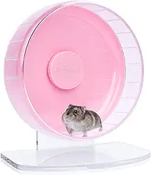 Rodas de exercício de hamster super silenciosas da Niteangel: – Rodas de corrida silenciosas com suporte ajustável para hamsters gérbils ou outros animais pequenos (P, rosa)