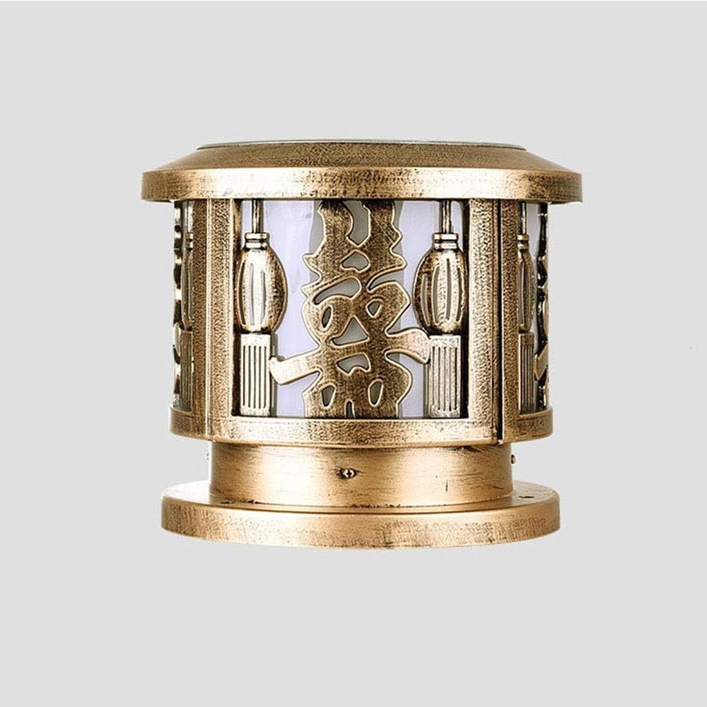 Vintage Garden Light Outdoor Garden Lamppost Head Wall Lamp Outdoor Waterproof Column Head Lamp for Yard Patio Sidewalk Landscape Ground Nail Road (Color : Brass Size : 40cm) (Brass 40cm)