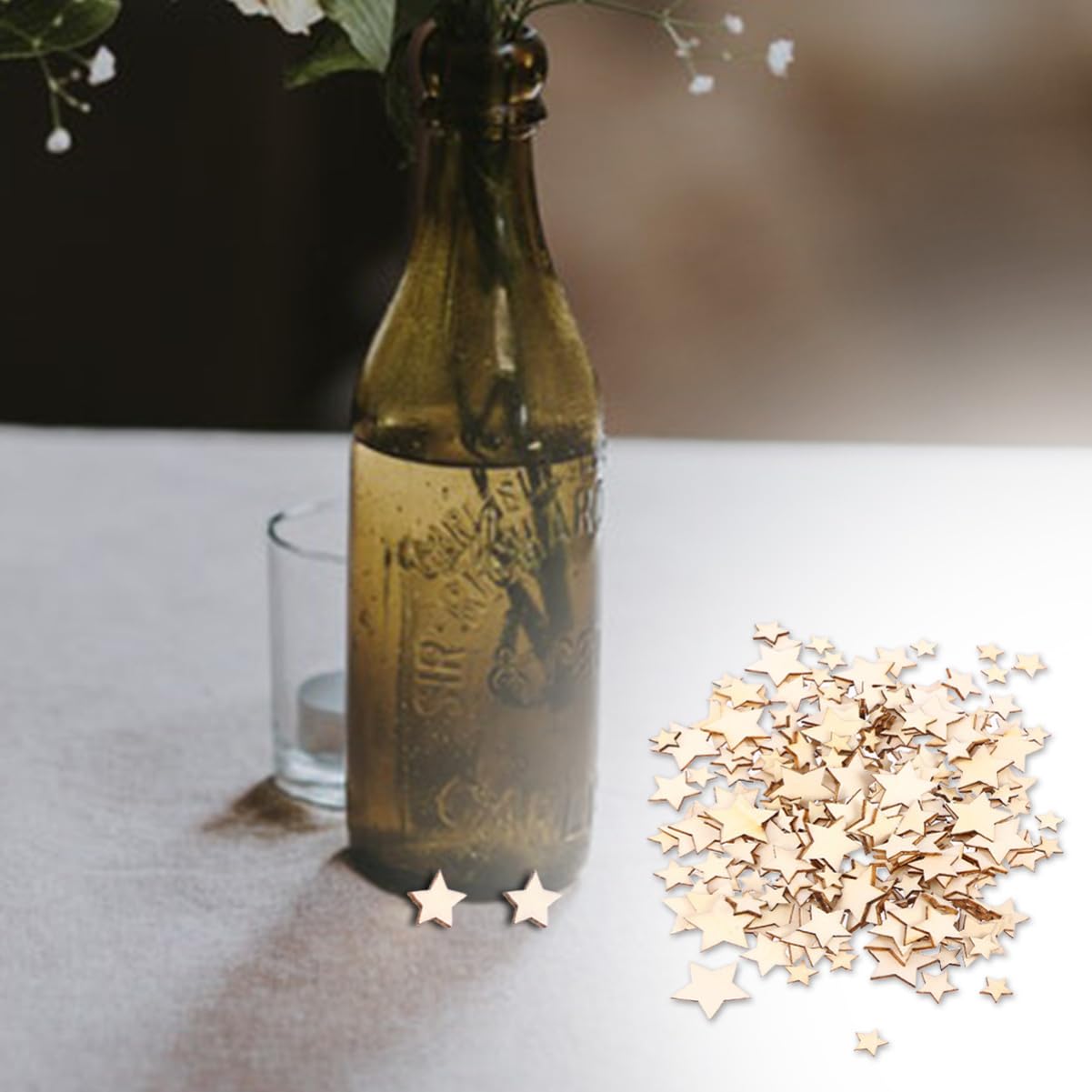 HOMSFOU Ornements Pentagramme en Bois Beige 200 Pièces et Loisirs Créatifs