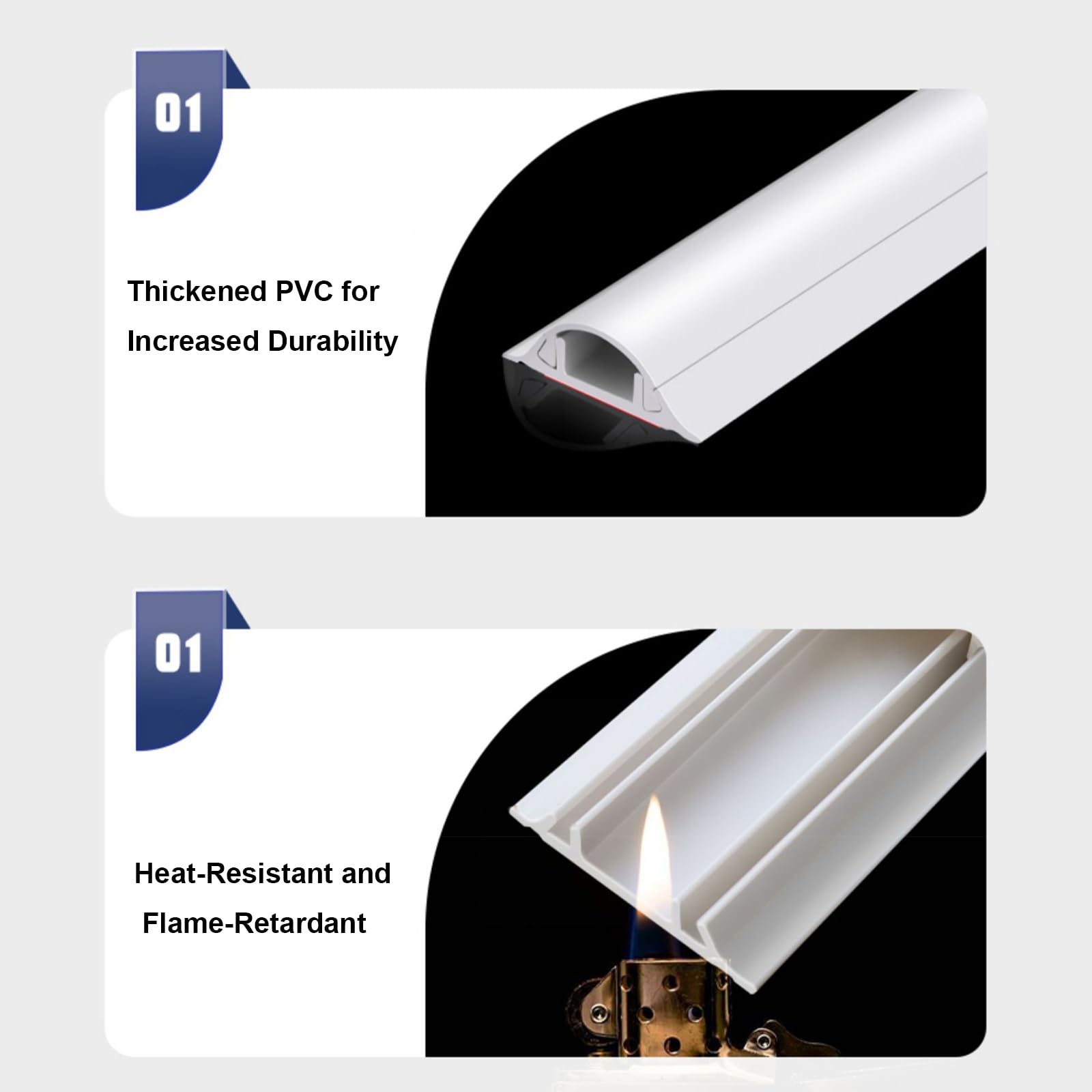 Pasacables Suelo Semicircular para Suelo y Pared, Autoadhesivo Cavidad para Cables Zonas de Mucho Tránsito, Hogar y Oficina，Evita Tropiezos con El Cable(2.9 * 1cm/1.1 * 0.4in)