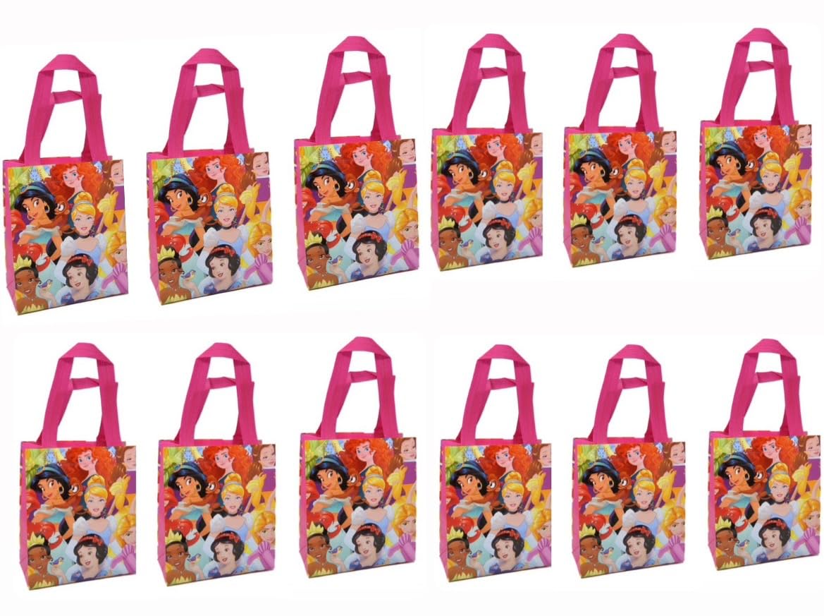 Disney Original Princess Premium Quality Non Woven Party Favor Reusable Goodies Small Gift Bags (12 Bags)