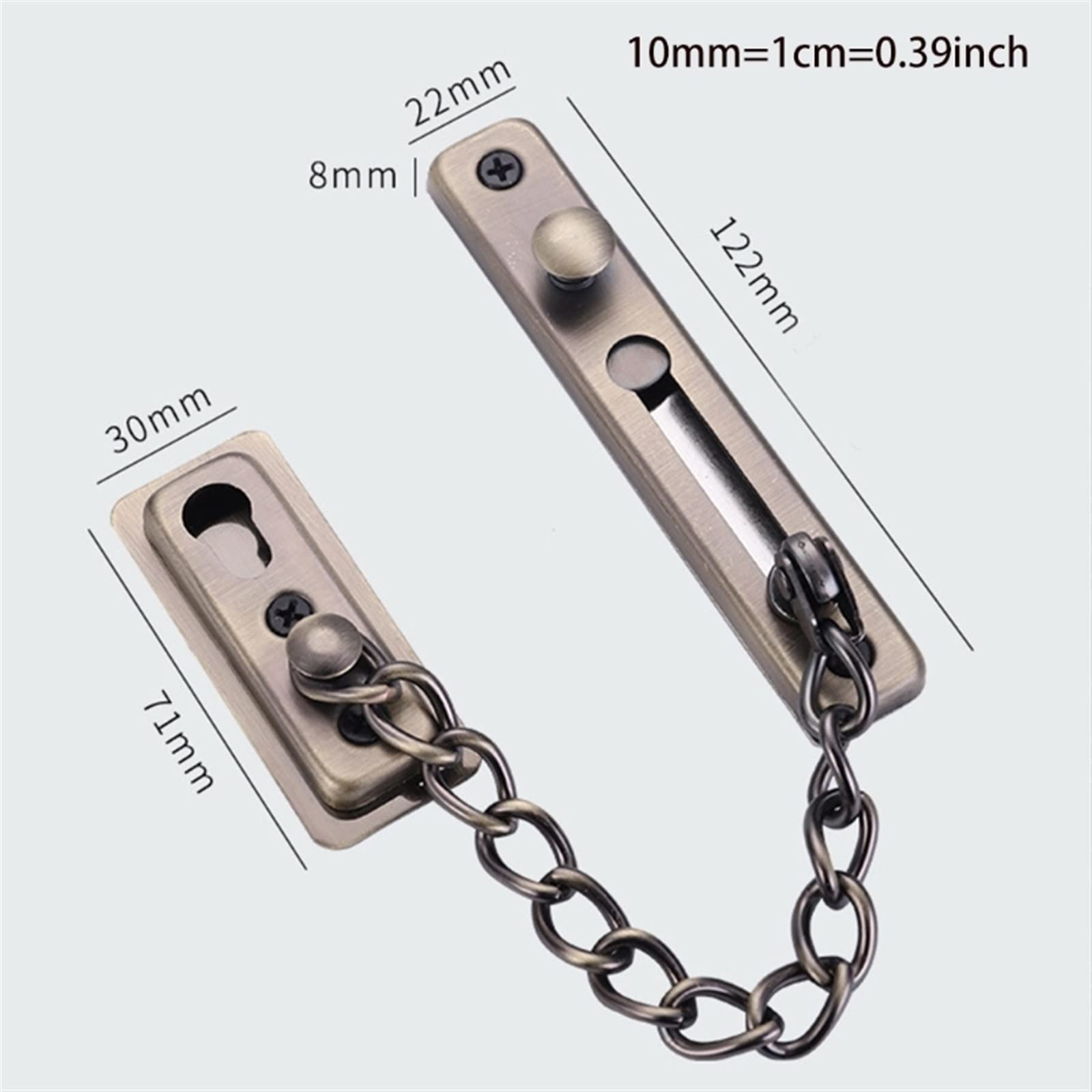 Cadena de seguridad para puertas de acero inoxidab Cerradura de seguridad cadena for puerta, acero inoxidable, pestillo protección negro, ventilación