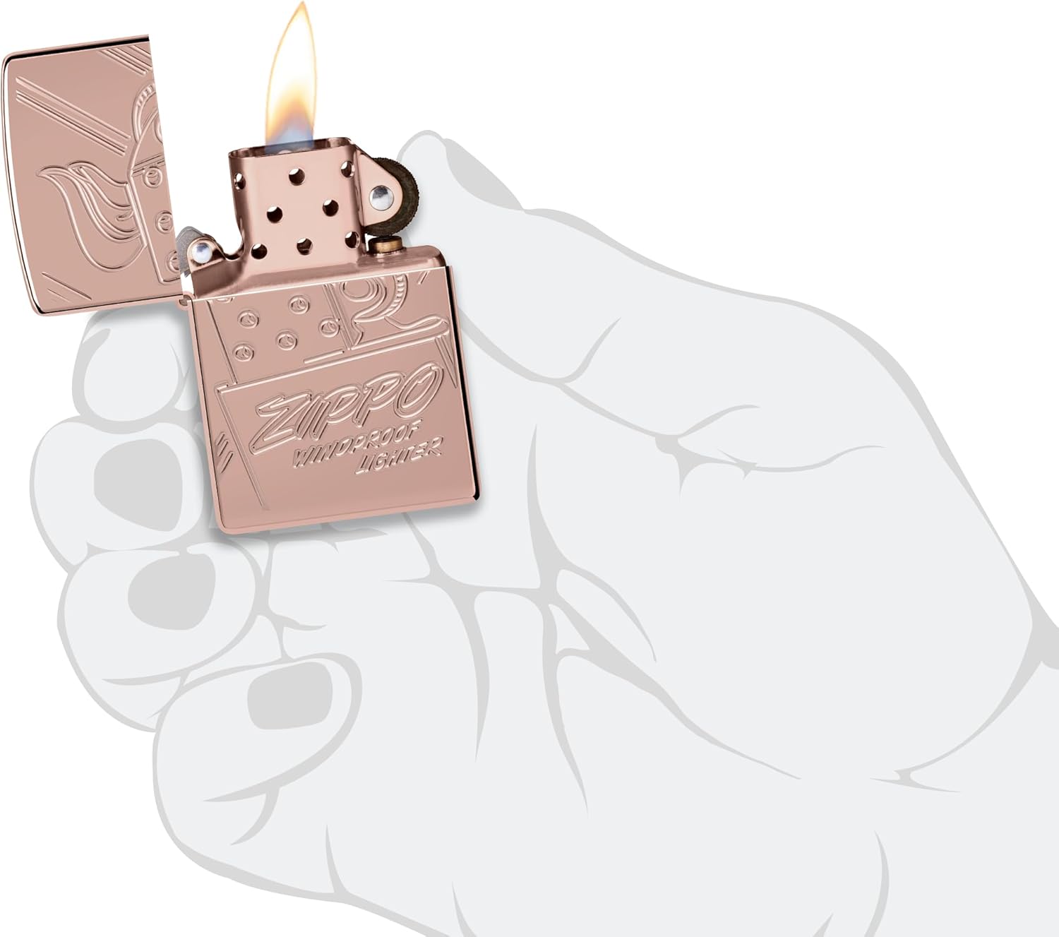 ZIPPO Armor Case in Rose Gold Script Collectible 60006832 Deeply Engraved on Two Sides Limited to 17,500 Pieces Insert Rose Gold Vintage Stamp, 48768