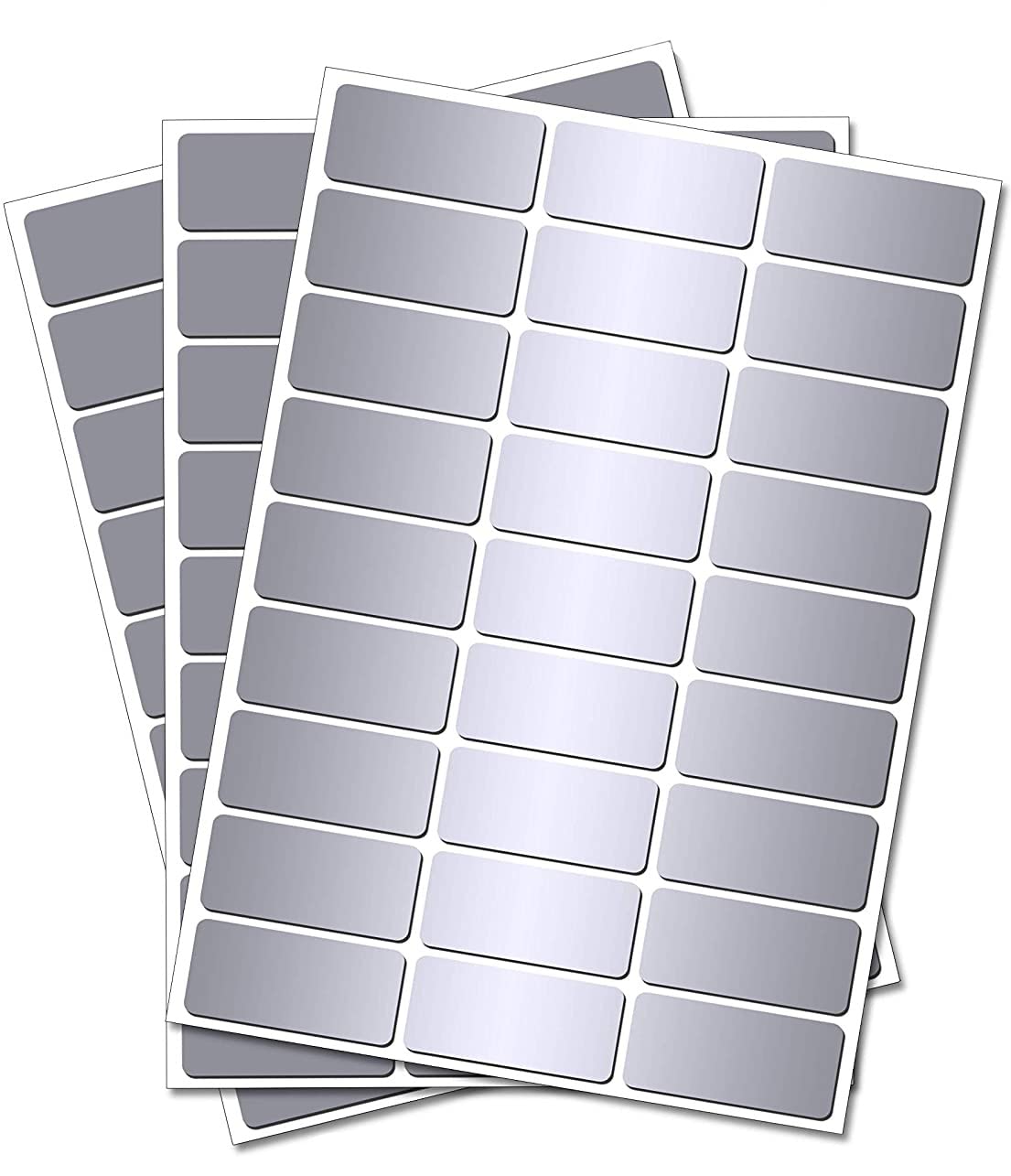 Party Decor Silver 250 Rectangles - Removable Self Adhesive Waterproof Durable Vinyl Stickers - Digitally Cut To The Sticker Shape - Size 25Mm X 12Mm