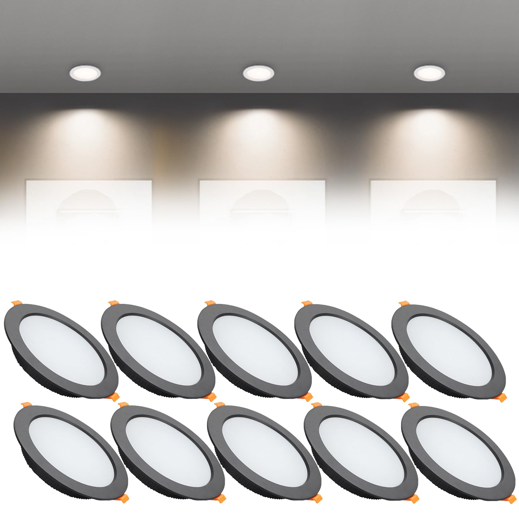 Lot de 10 plafonniers encastrés à DEL 24 W 230 mm Blanc naturel 4000 K 24 W 240 lm Coupe Φ190-210 mm, AC110-240 V Ultra Slim Downlights pour salon, couloir
