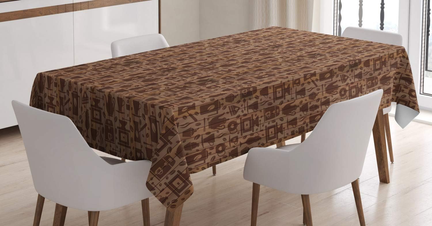 Tovaglia Quadrata Retro, Tovaglie da Tavolo Impermeabile Poliestere Marrone 3D, per Cucina Feste Giardino, 140x300 cm Q/P3350