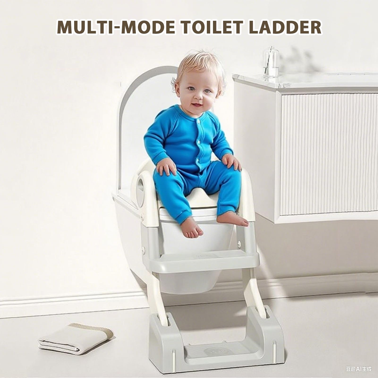 Asiento de entrenamiento de limpieza: asiento antideslizante para entrenamiento con reposapiés, accesorios para bebés para el uso diario en casa, baño, sala de juegos, viajes, exterior, aula, coche,