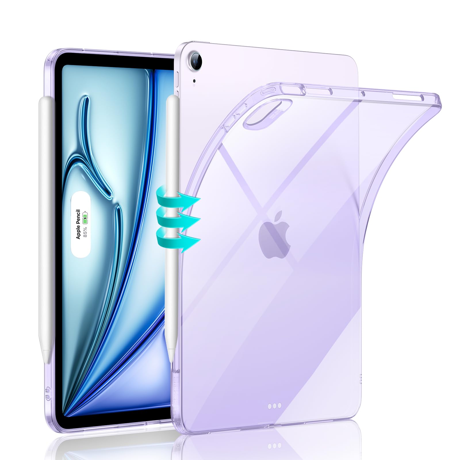 ESR for iPad Air 11 inch Transparent Back Case M3/M2 (2025/2024), iPad Air 7th/6th/5th/4th Gen Case, Slim and Light, Yellowing Resistant, Supports Pencil Pro & Pencil(USB-C), Zero Series, Clear Purple