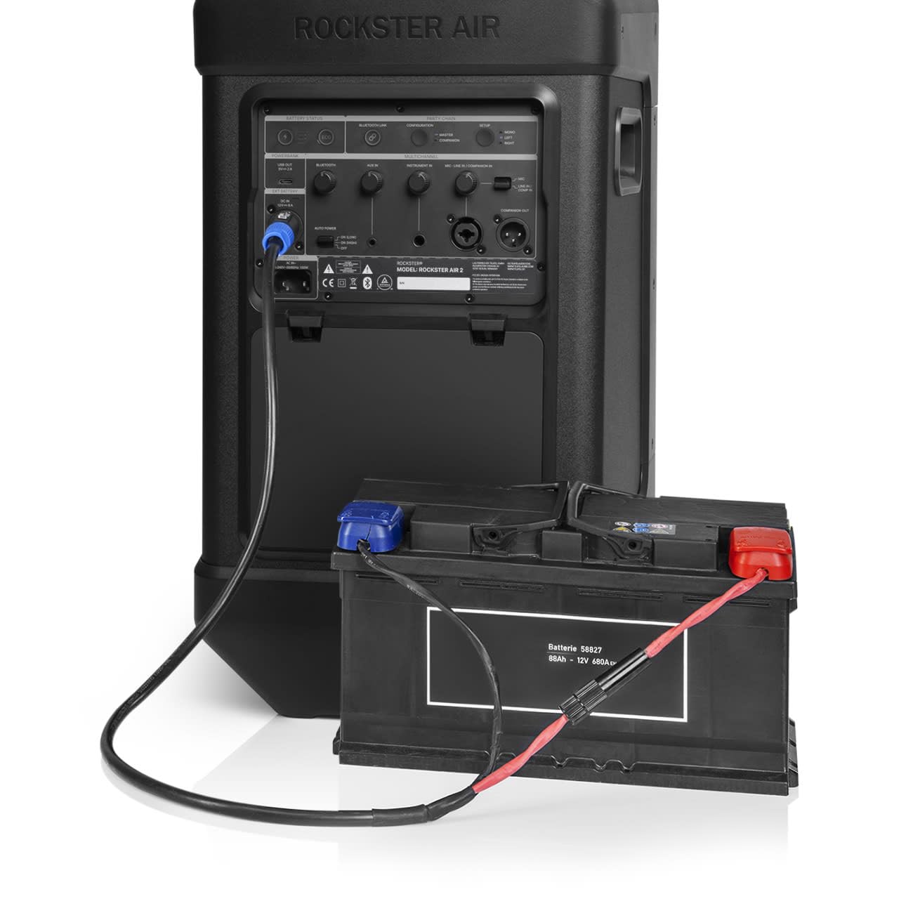 Teufel Fender x ROCKSTER AIR 2 - Großer Tragbarer Bluetooth Lautsprecher - Leistungsstarker Mobiler Party Speaker mit Langer Akkulaufzeit (58 h), Instrumentenanschlüsse, DJ, Mikro - Steel Black