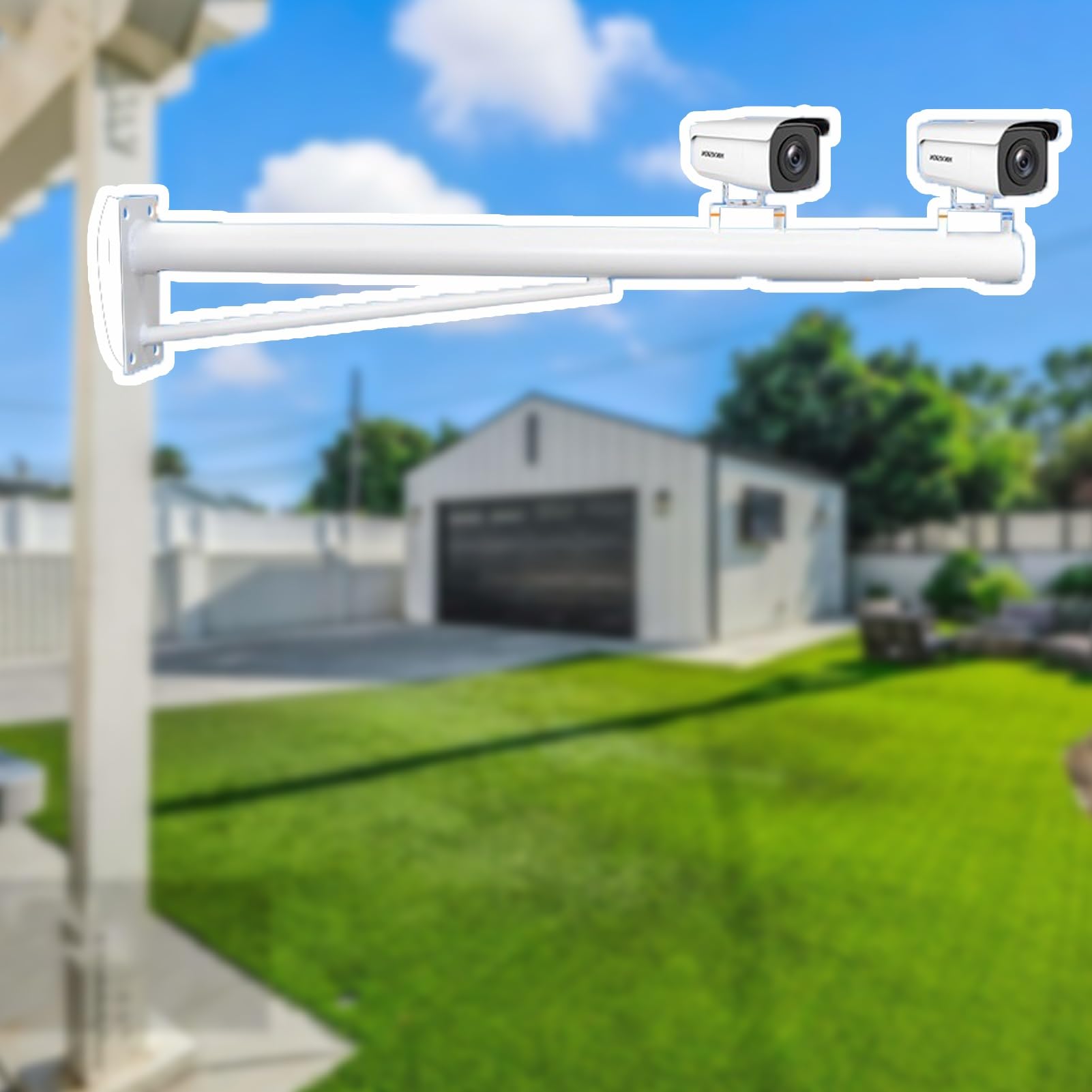 Aioneer Universal Outdoor Security Camera Extension Pole 1.5M - Adjustable Yard Surveillance Camera Mount With Screws & Base For Enhanced Stability And Visibility-Single -2.0 m(6.56 ft)