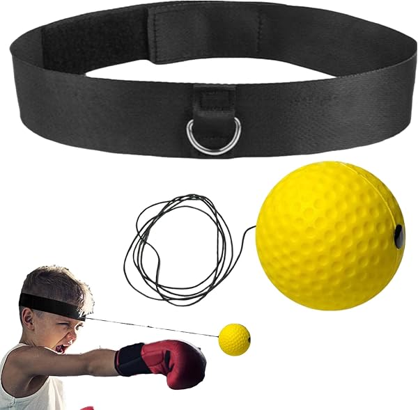Balle d'entraînement réflexe – Balle de réaction de boxe avec bandeau, outil d'amélioration de la coordination œil-main, équipement d'entraînement de boxe débutants, balles d'entraînement portables - 1