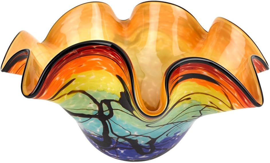 Badash Allura Bowl MuranoStyle Rainbow Art Glass