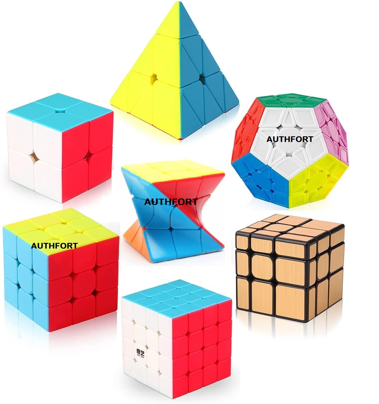 Authfort Cube Set, Puzzle Cube Set with 2x2, 3x3,4x4 Pyraminx